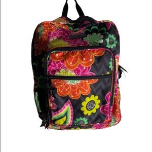 Vera Bradley Large Black With Floral Detail Travel/School Backpack